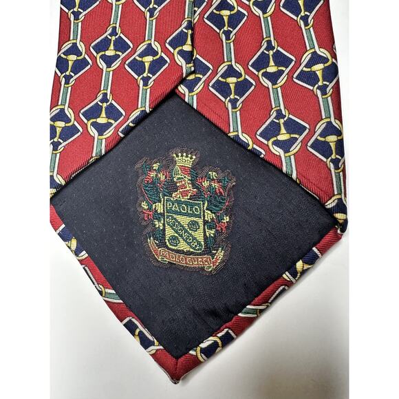 GUCCI Men's Red/Multicolor Lock Print 100% Silk Designer Neck Tie - Picture 5 of 7